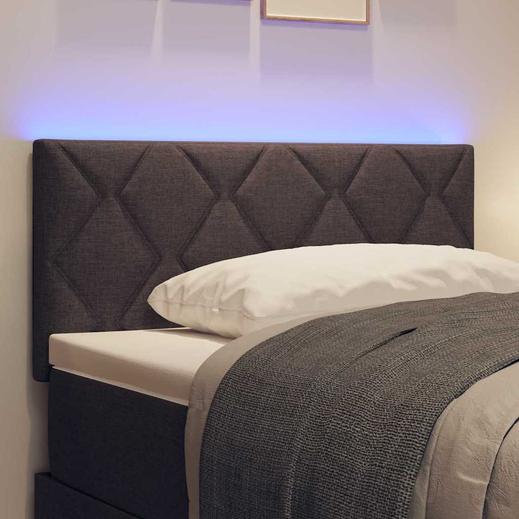 Headboard with LED Strip Lights Adjustable Brown 90 cm Fabric