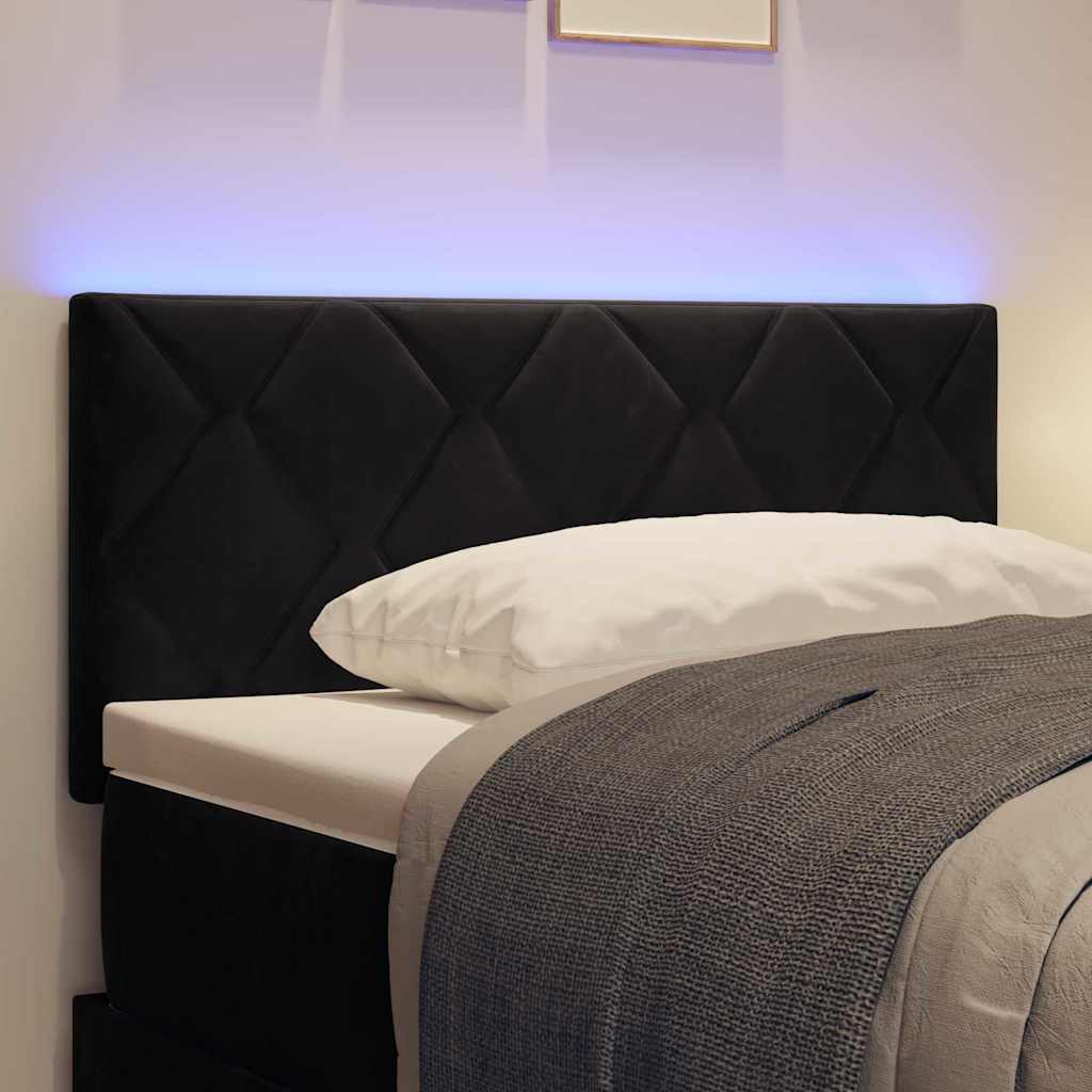 LED Headboard with LED Strip Lights Manual Black 90 cm Velvet