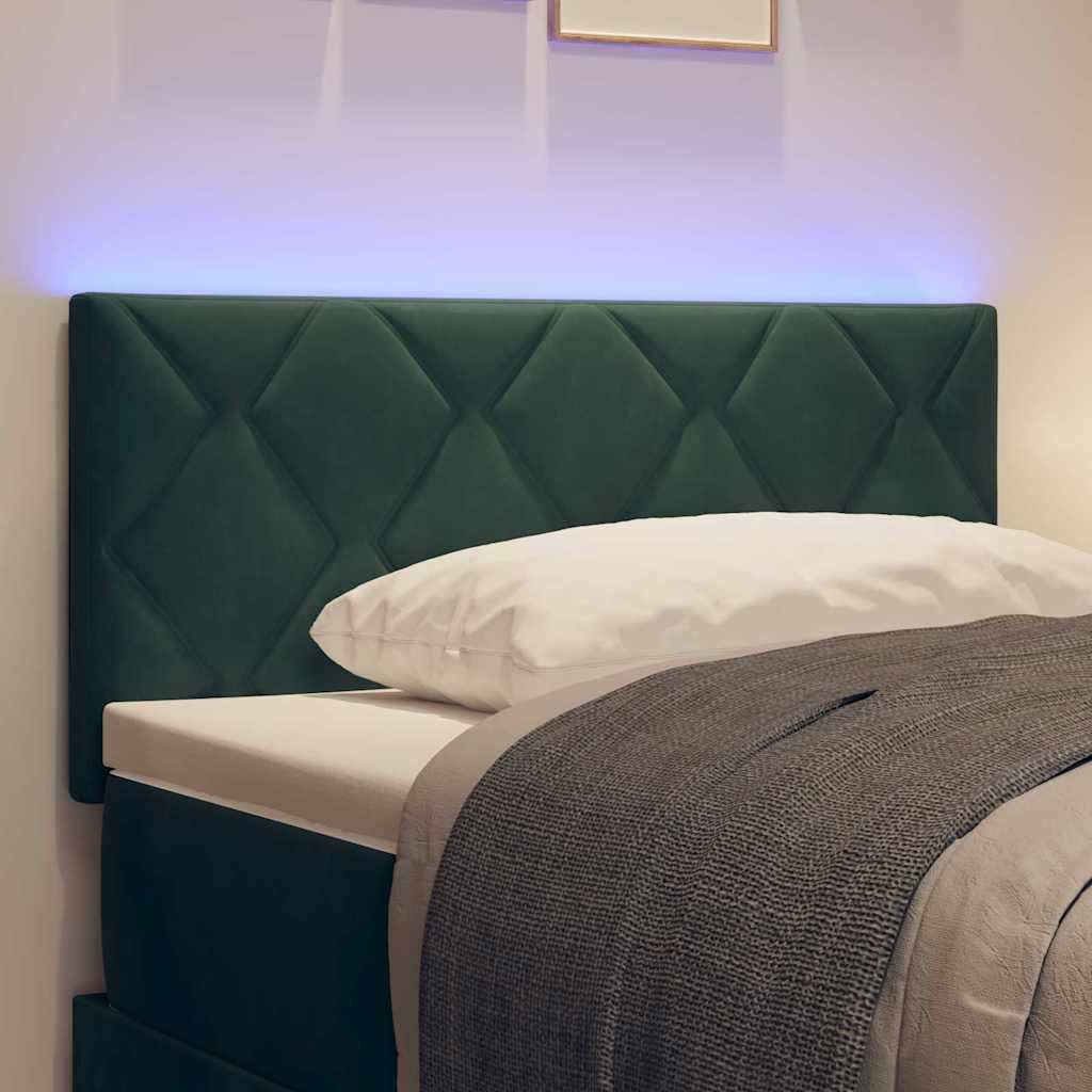 LED Headboard with LED Strip Lights Dark green 90 cm Velvet