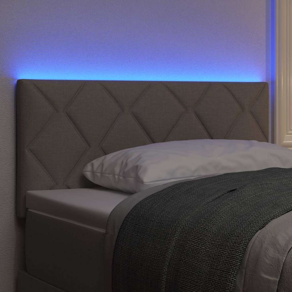 Headboard with LED Strip Lights Adjustable Taupe 100 cm Fabric