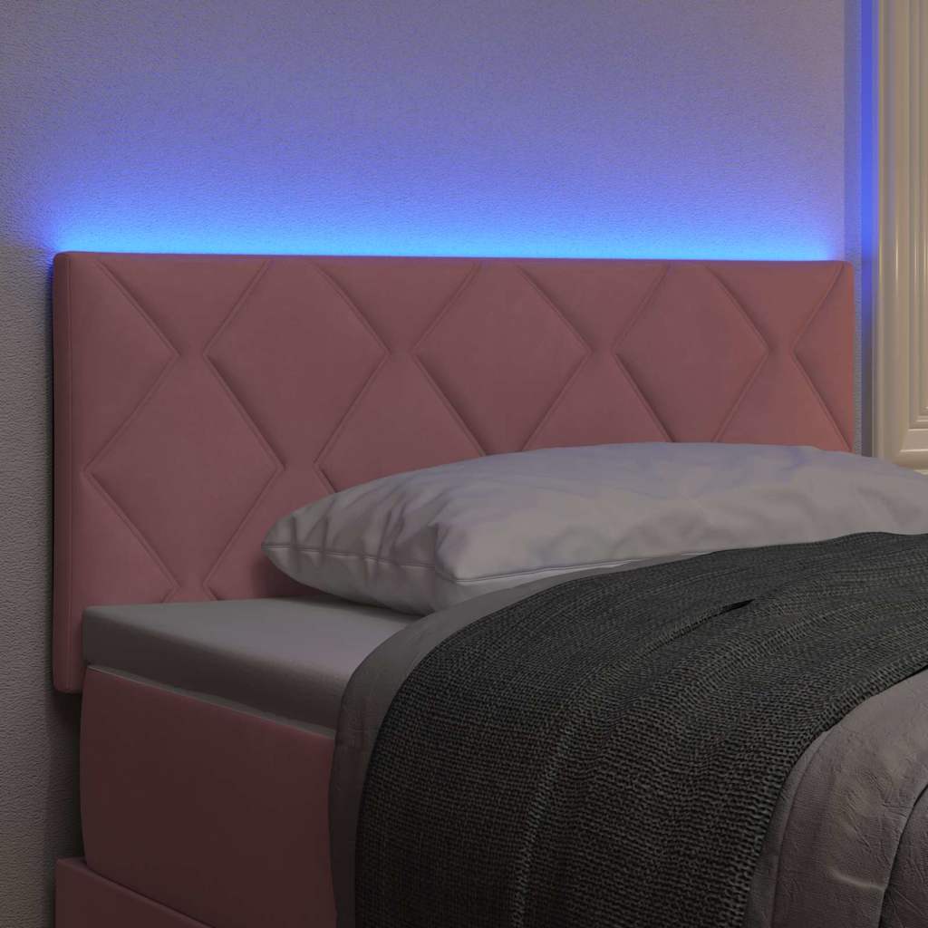 LED Headboard with LED Strip Lights Manual Pink 100 cm Velvet