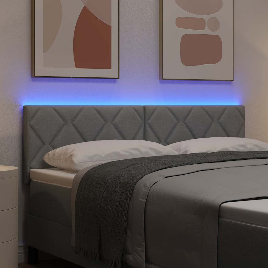 Headboard with LED Strip Lights Light Grey 144 cm Fabric