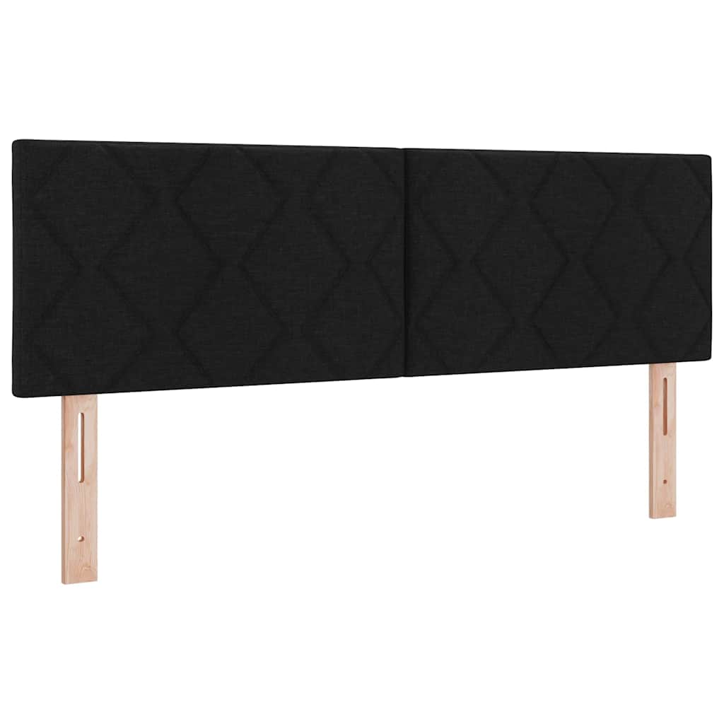 Headboard with LED Strip Lights Adjustable Black 144 cm Fabric