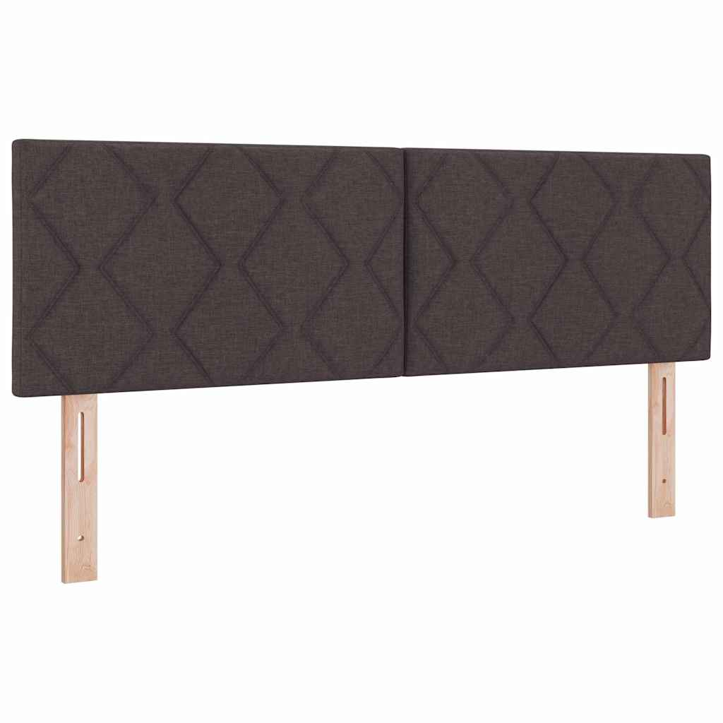 Headboard with LED Strip Lights Adjustable Brown 144 cm Fabric
