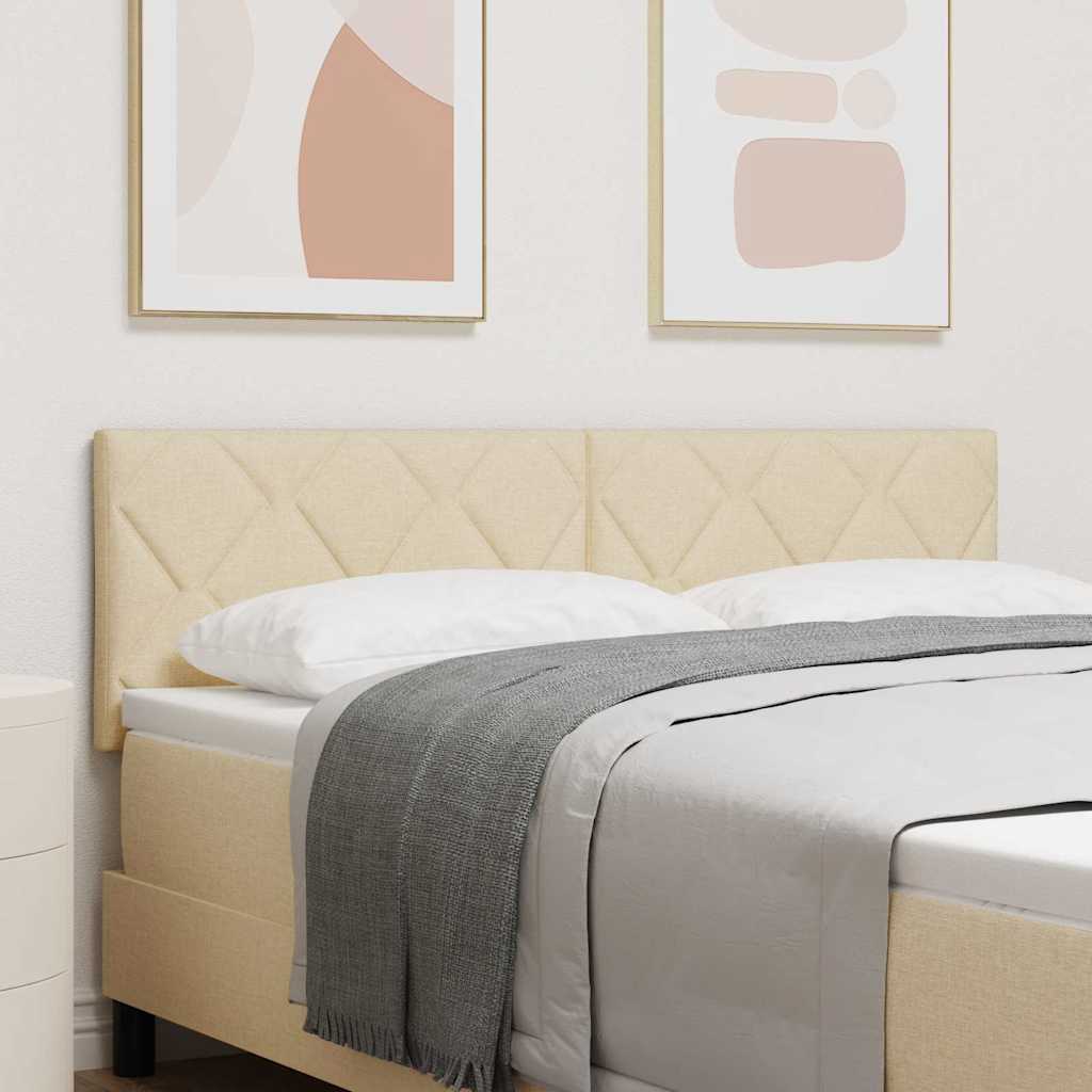 Headboard with LED Strip Lights Adjustable Cream 160 cm Fabric