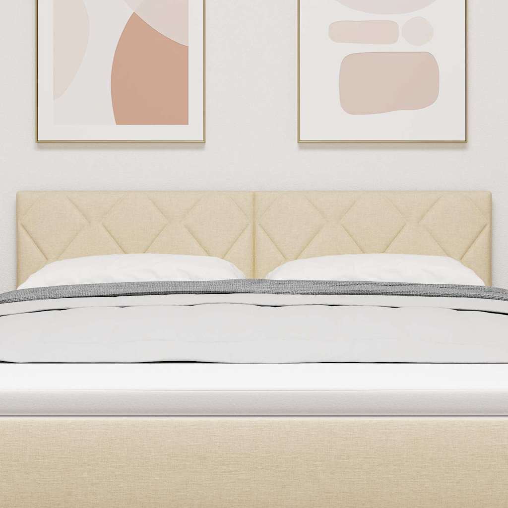 Headboard with LED Strip Lights Adjustable Cream 160 cm Fabric