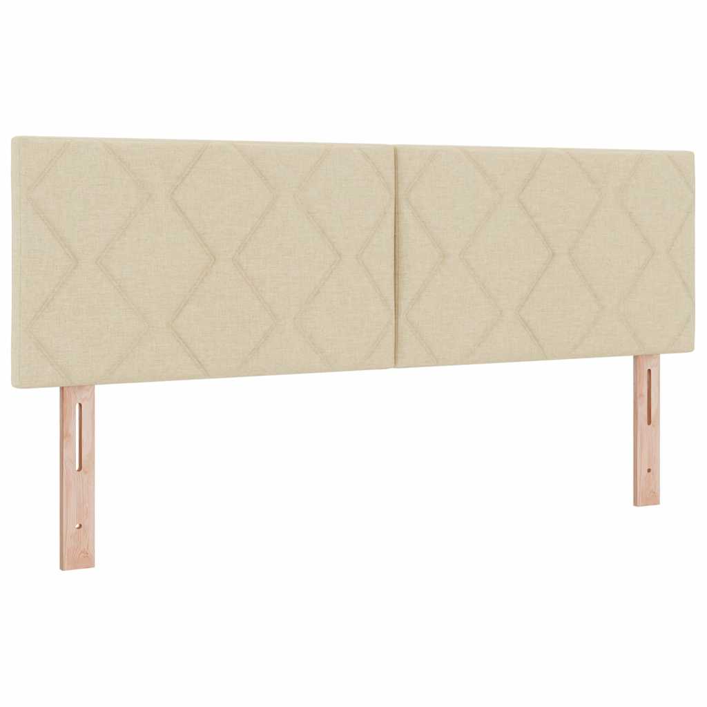 Headboard with LED Strip Lights Adjustable Cream 160 cm Fabric