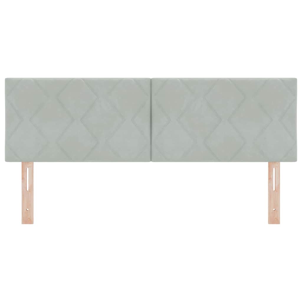 LED Headboard with LED Strip Lights Light grey 160 cm Velvet