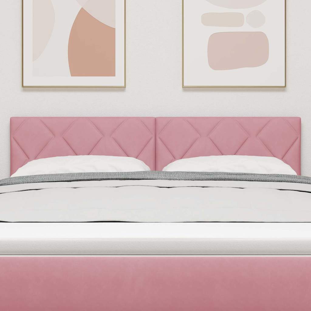 LED Headboard with LED Strip Lights Manual Pink 160 cm Velvet