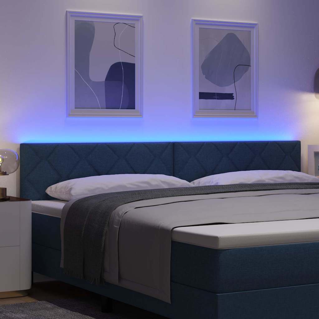Headboard with LED Strip Lights Adjustable Blue 200 cm Fabric