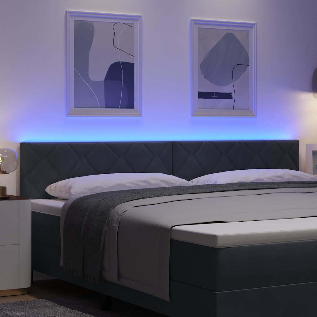 LED Headboard with LED Strip Lights Dark grey 200 cm Velvet