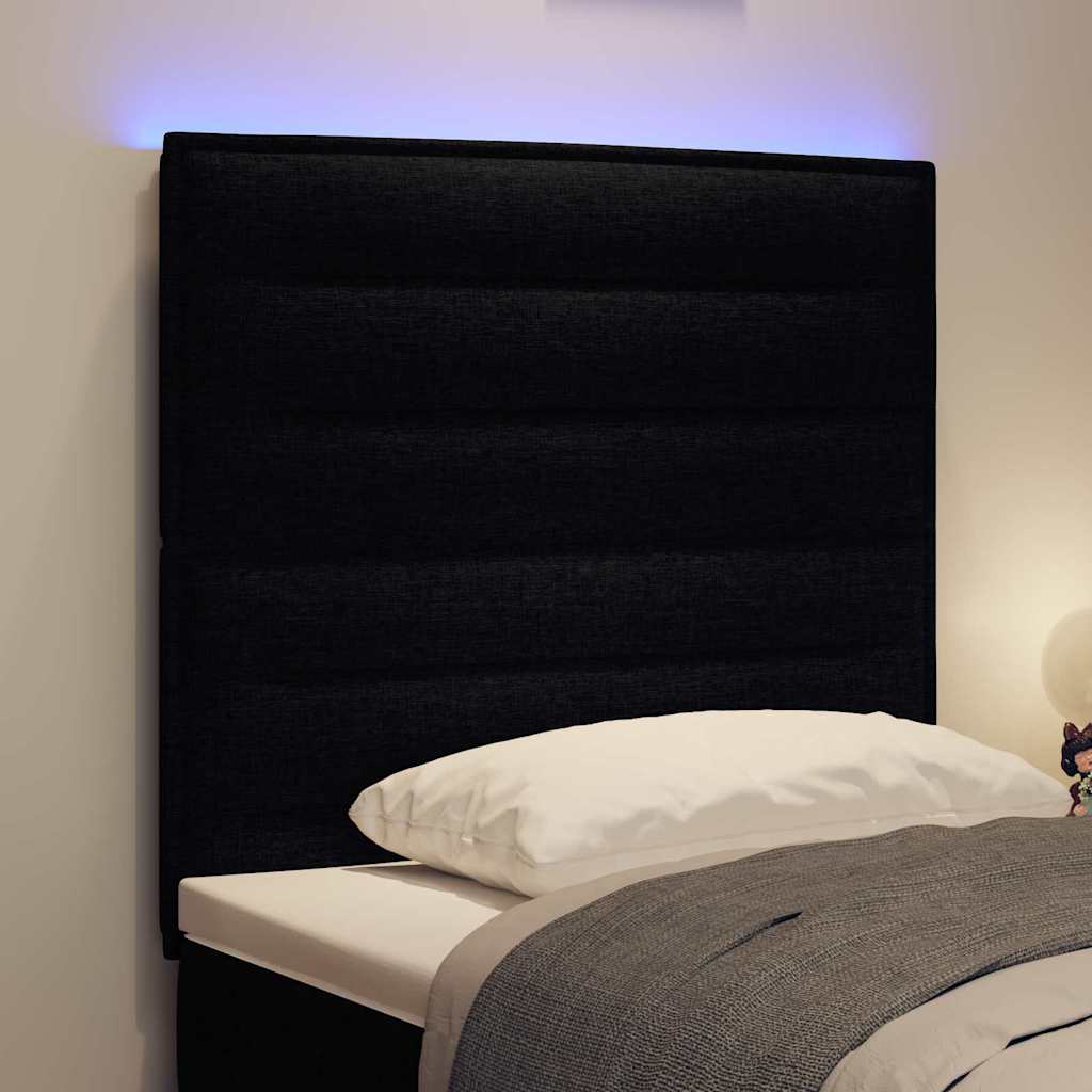 LED Headboard with LED Strip Lights Manual Black 100 cm Fabric