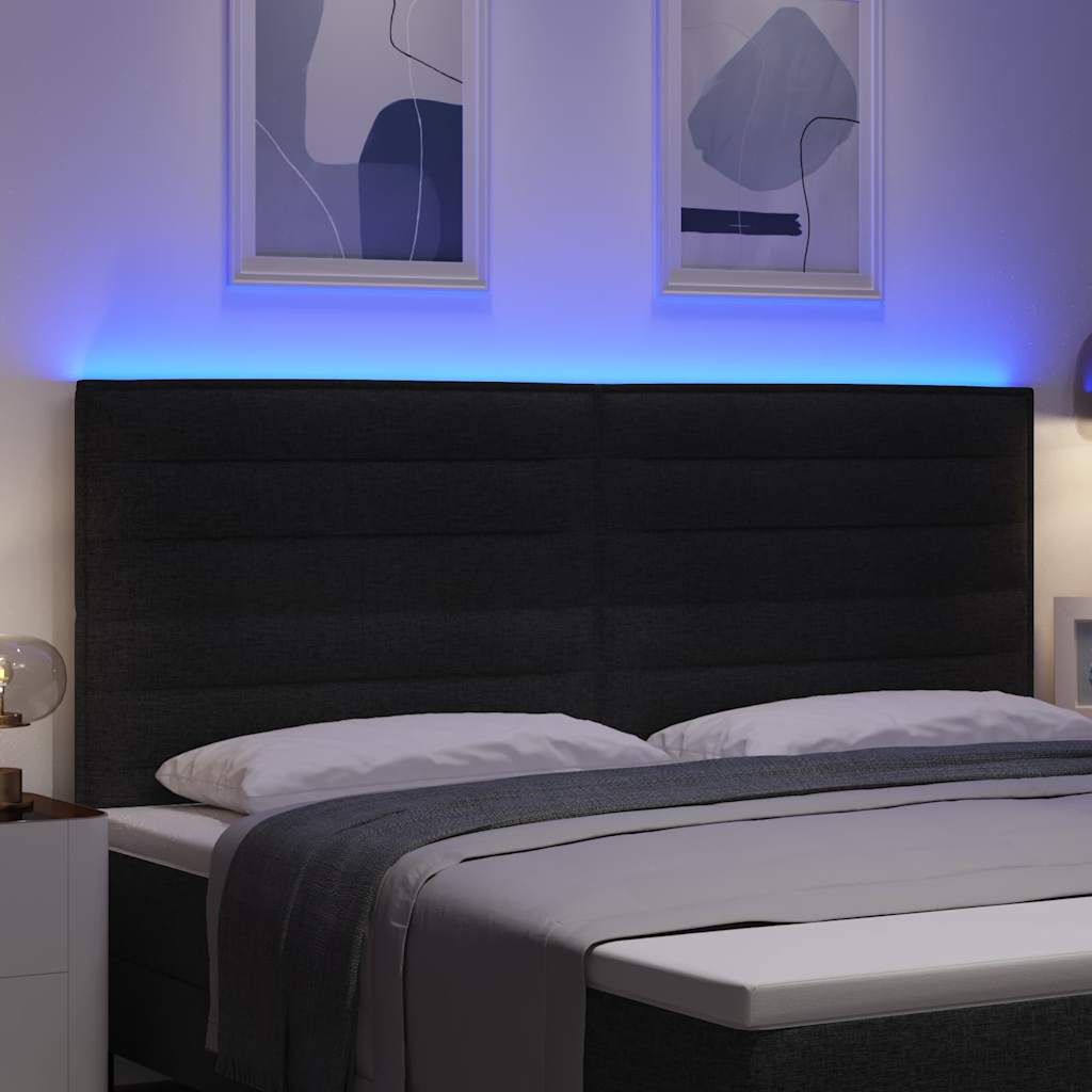 LED Headboard with LED Strip Lights Manual Black 200 cm Fabric