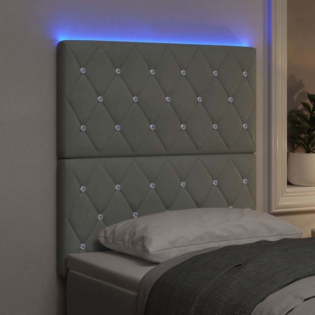 LED Headboard with LED Strip Lights Light grey 80 cm Velvet
