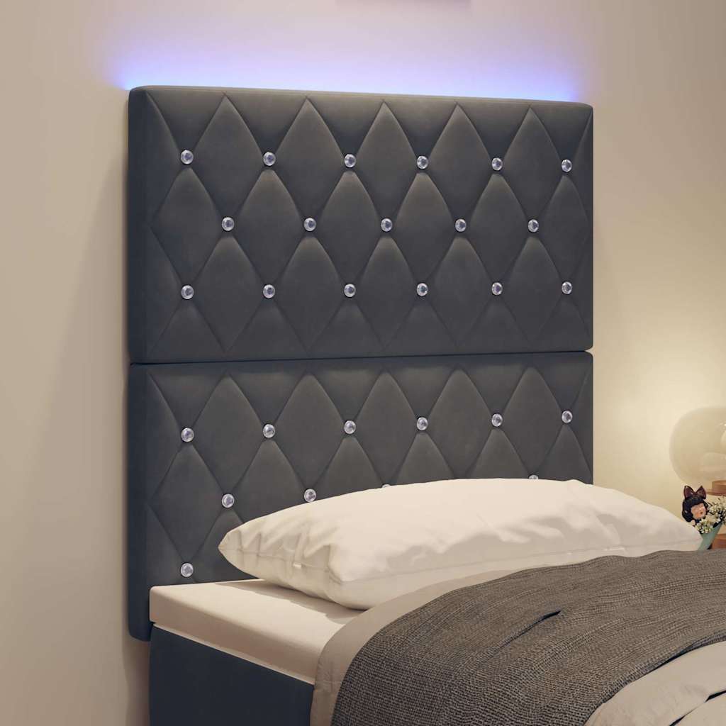 LED Headboard with LED Strip Lights Dark grey 80 cm Velvet