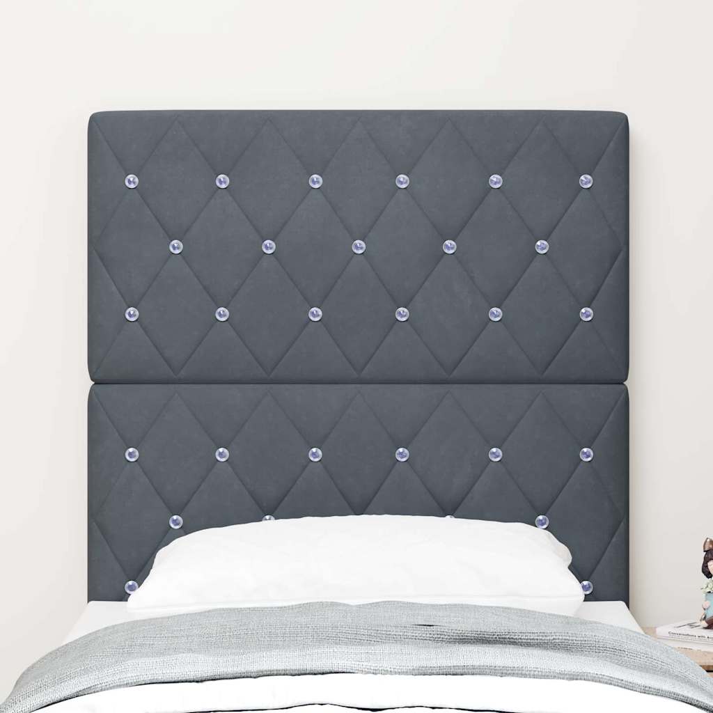 LED Headboard with LED Strip Lights Dark grey 80 cm Velvet