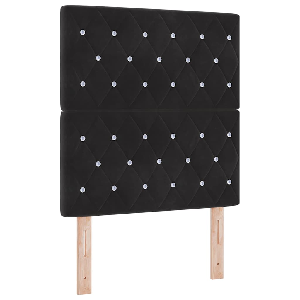 LED Headboard with LED Strip Lights Argyle Black 80 cm Velvet