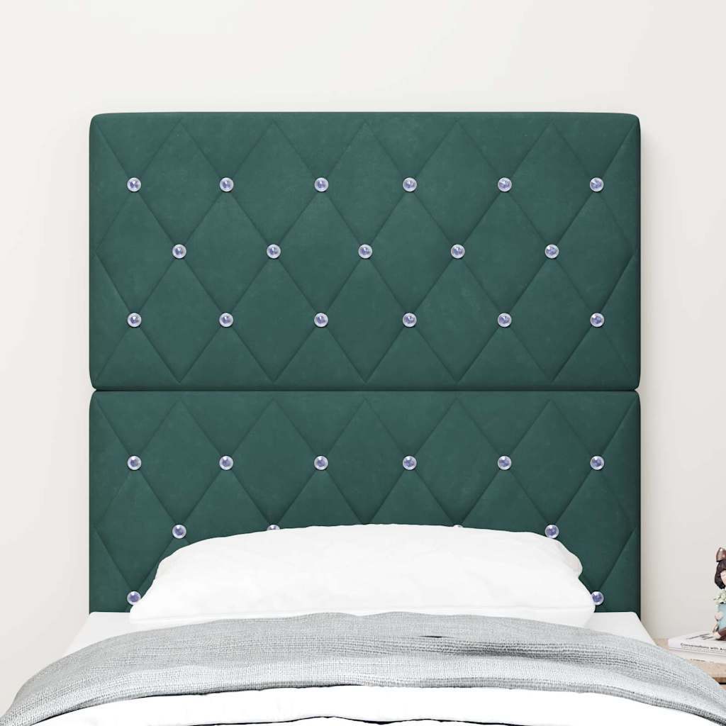 LED Headboard with LED Strip Lights Dark green 80 cm Velvet