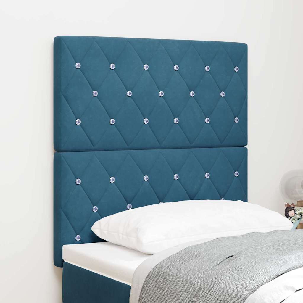 LED Headboard with LED Strip Lights Dark blue 80 cm Velvet