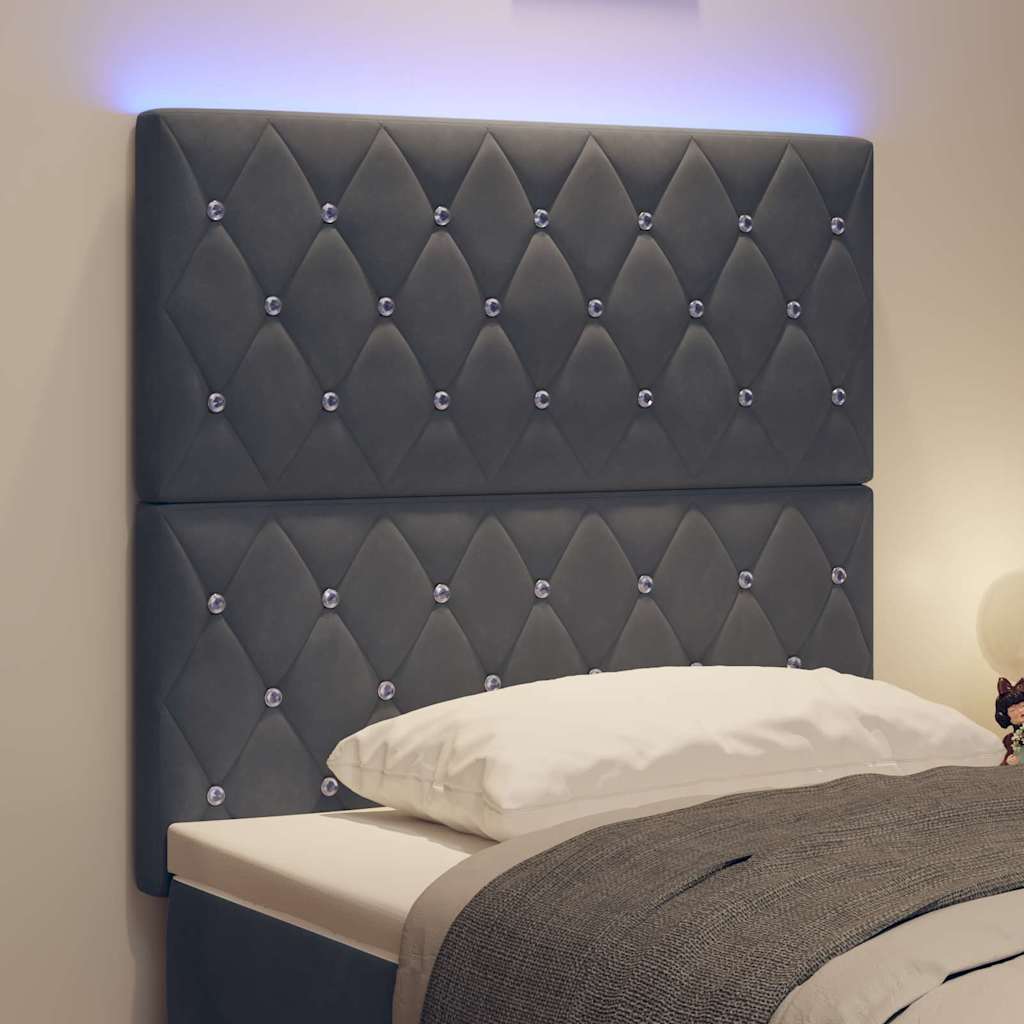 LED Headboard with LED Strip Lights Dark grey 100 cm Velvet