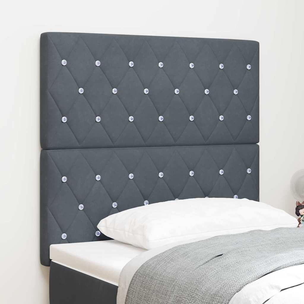 LED Headboard with LED Strip Lights Dark grey 100 cm Velvet