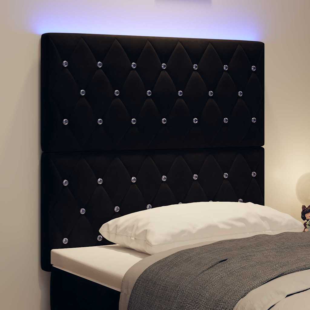 LED Headboard with LED Strip Lights Argyle Black 100 cm Velvet