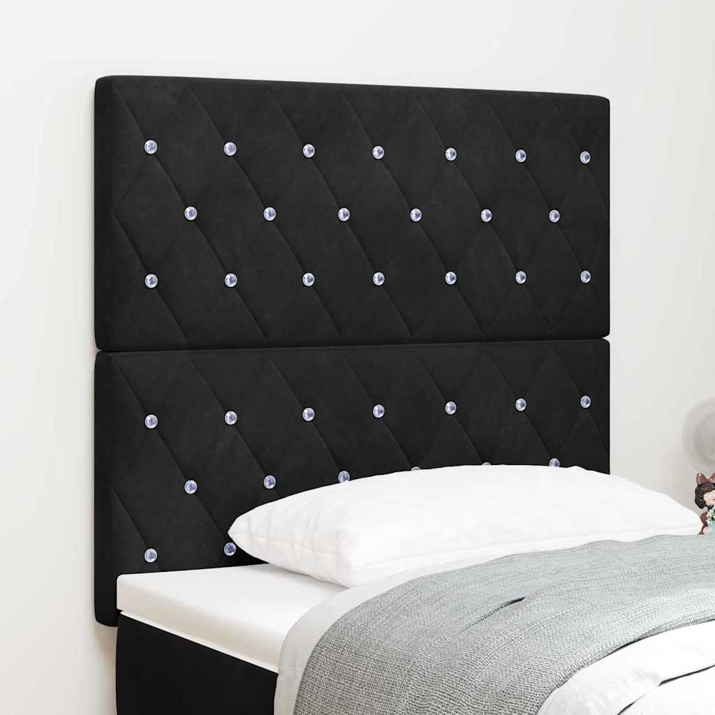 LED Headboard with LED Strip Lights Argyle Black 100 cm Velvet