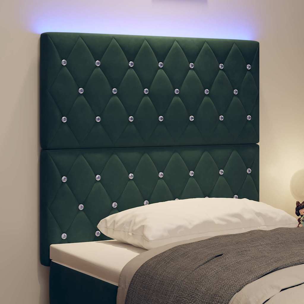 LED Headboard with LED Strip Lights Dark green 100 cm Velvet