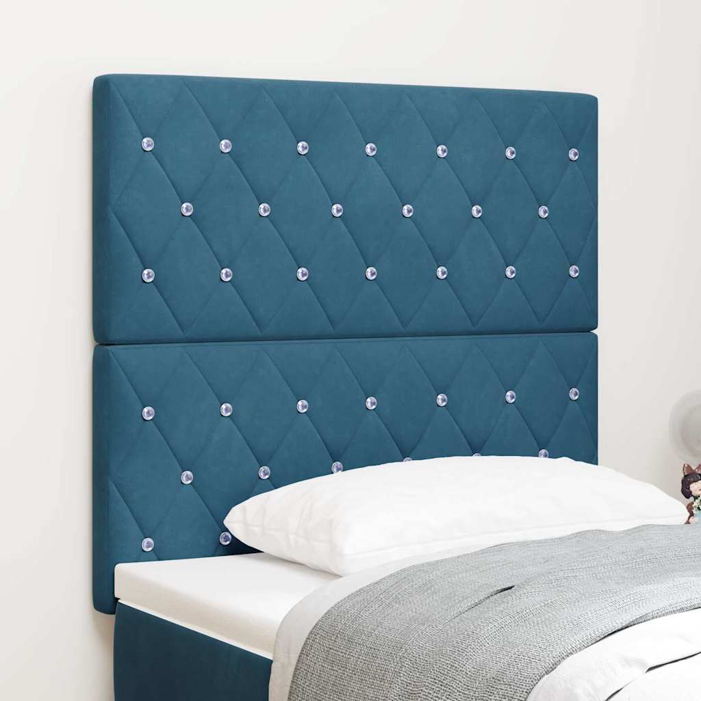 LED Headboard with LED Strip Lights Dark blue 100 cm Velvet