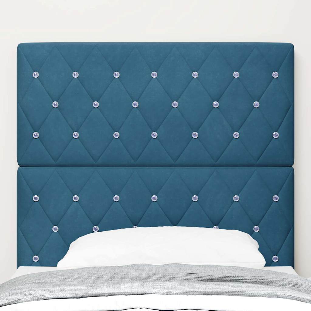 LED Headboard with LED Strip Lights Dark blue 100 cm Velvet