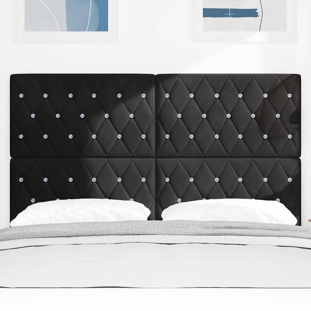 LED Headboard with LED Strip Lights Argyle Black 144 cm Velvet