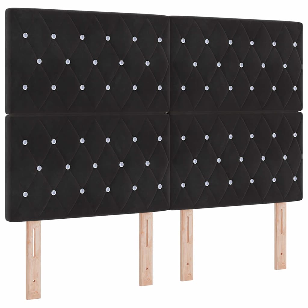 LED Headboard with LED Strip Lights Argyle Black 144 cm Velvet