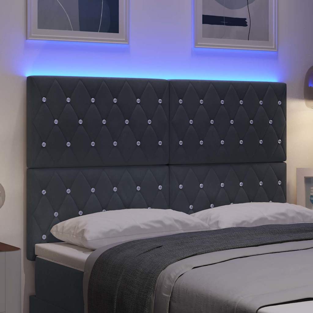 LED Headboard with LED Strip Lights Dark grey 80 cm Velvet