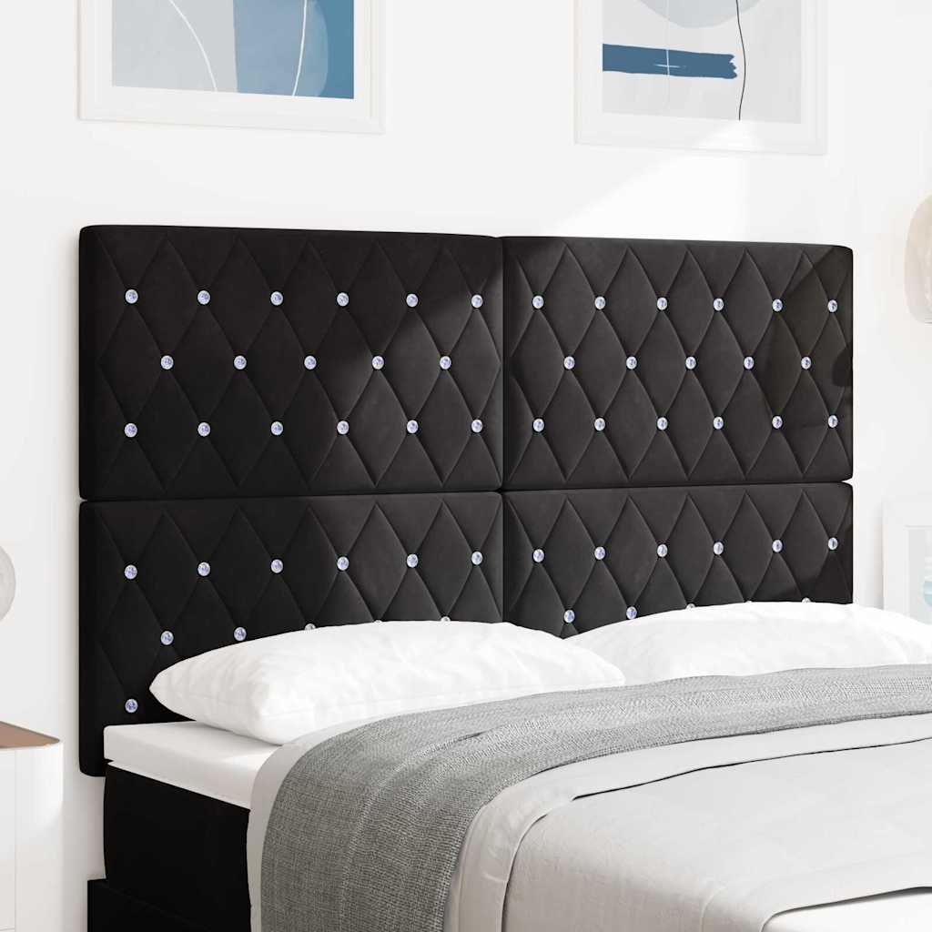 LED Headboard with LED Strip Lights Argyle Black 80 cm Velvet