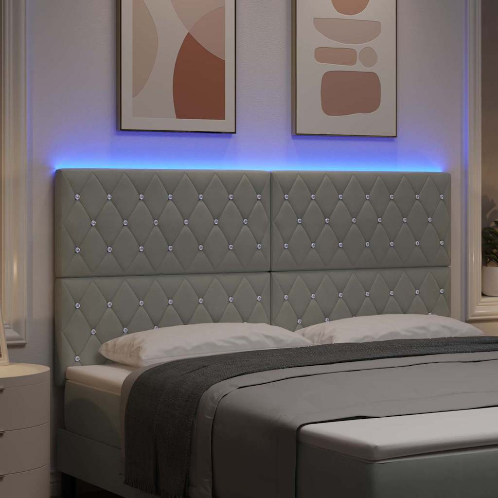 LED Headboard with LED Strip Lights Light grey 90 cm Velvet