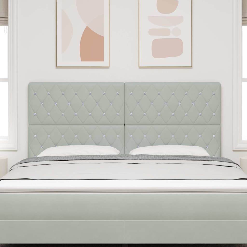 LED Headboard with LED Strip Lights Light grey 90 cm Velvet