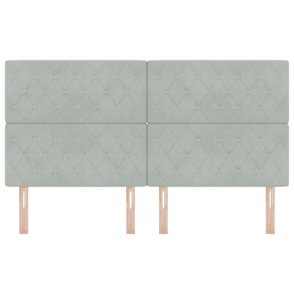 LED Headboard with LED Strip Lights Light grey 90 cm Velvet