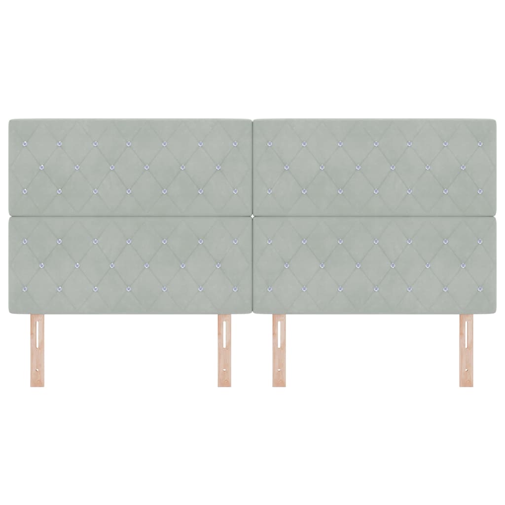 LED Headboard with LED Strip Lights Light grey 100 cm Velvet