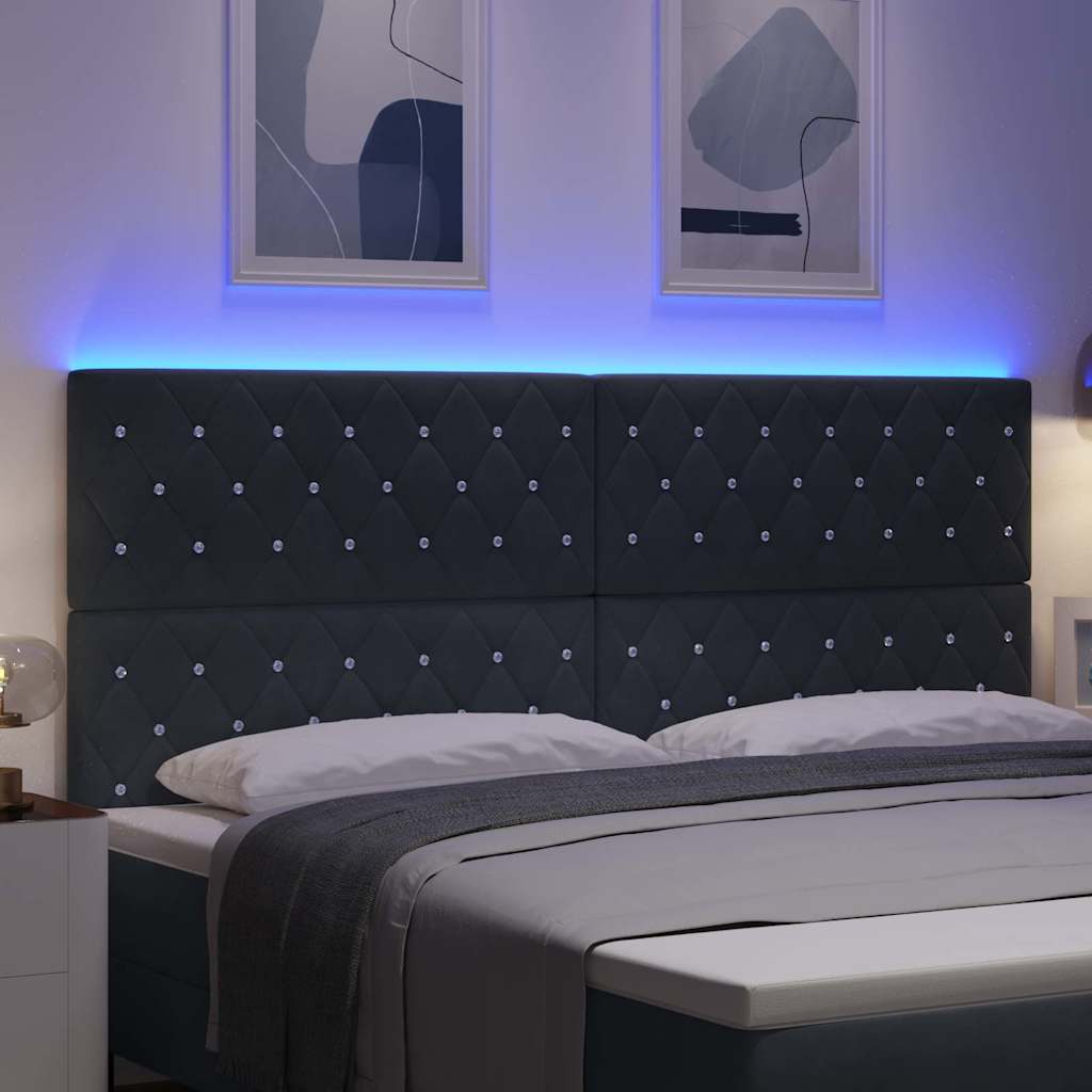 LED Headboard with LED Strip Lights Dark grey 100 cm Velvet