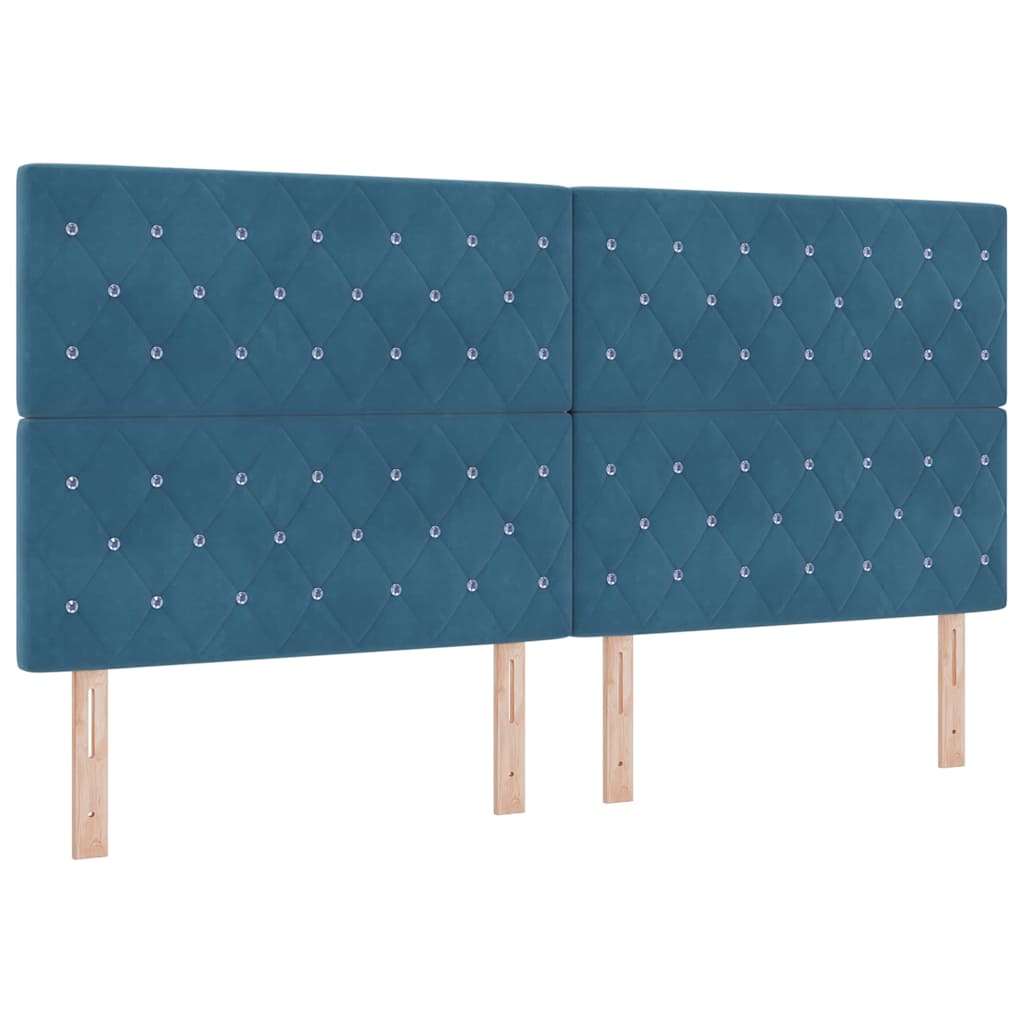 LED Headboard with LED Strip Lights Dark blue 100 cm Velvet