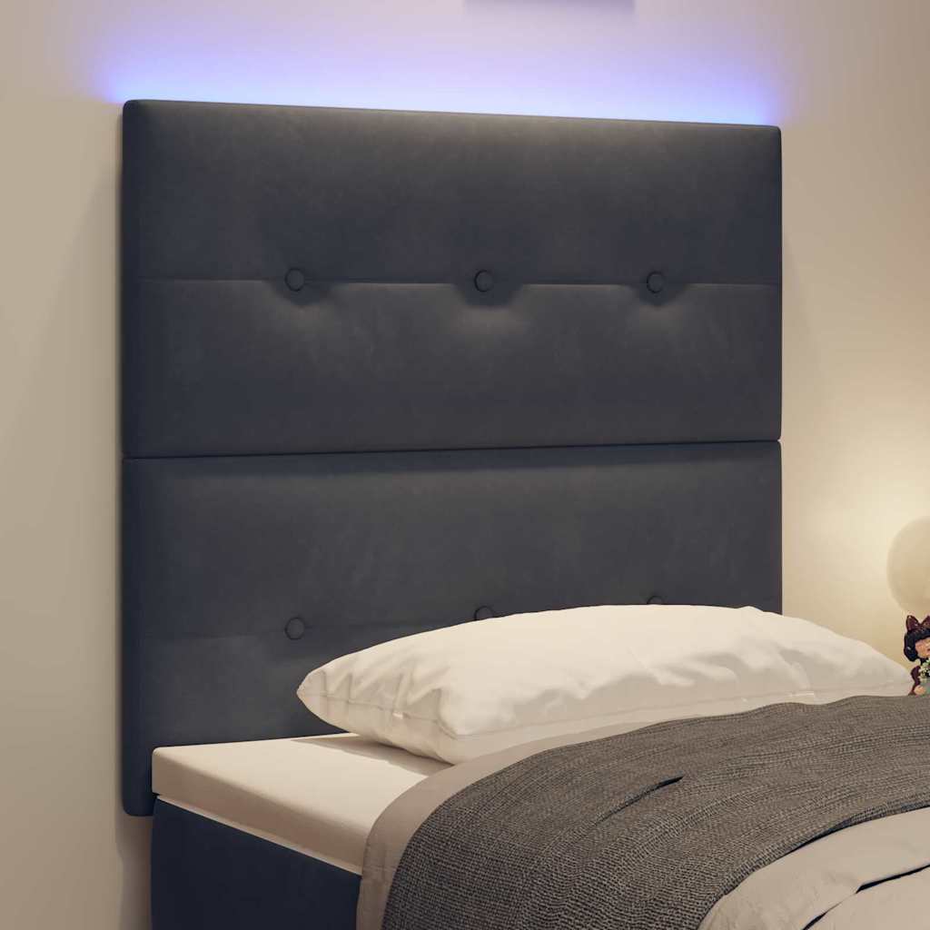 Headboard with LED Strip Lights Adjustable Grey 80 cm Velvet