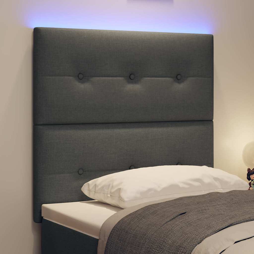 LED Headboard with LED Strip Lights Dark Grey 100 cm Fabric