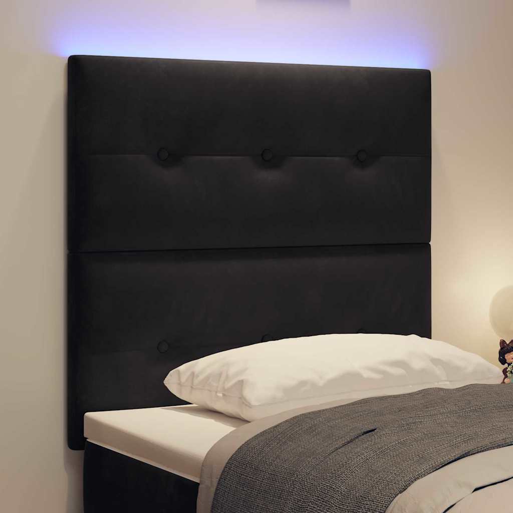 Headboard with LED Strip Lights Adjustable Black 100 cm Velvet
