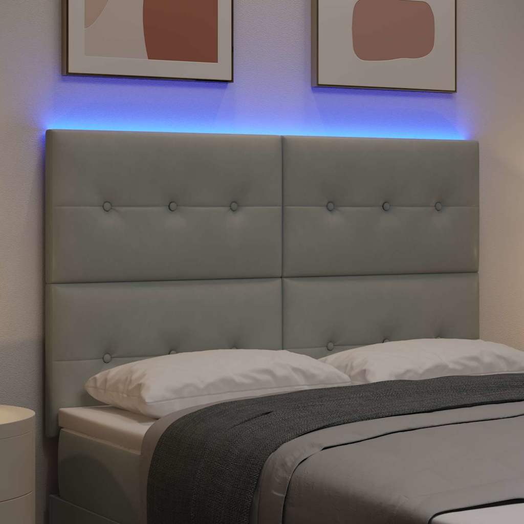 Headboard with LED Strip Lights Light Grey 80 cm Velvet