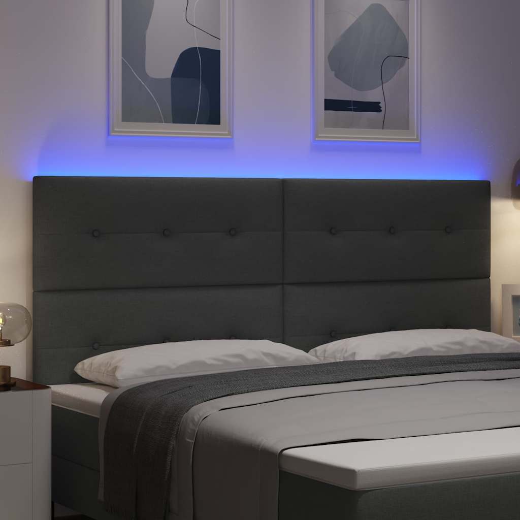 LED Headboard with LED Strip Lights Dark Grey 200 cm Fabric