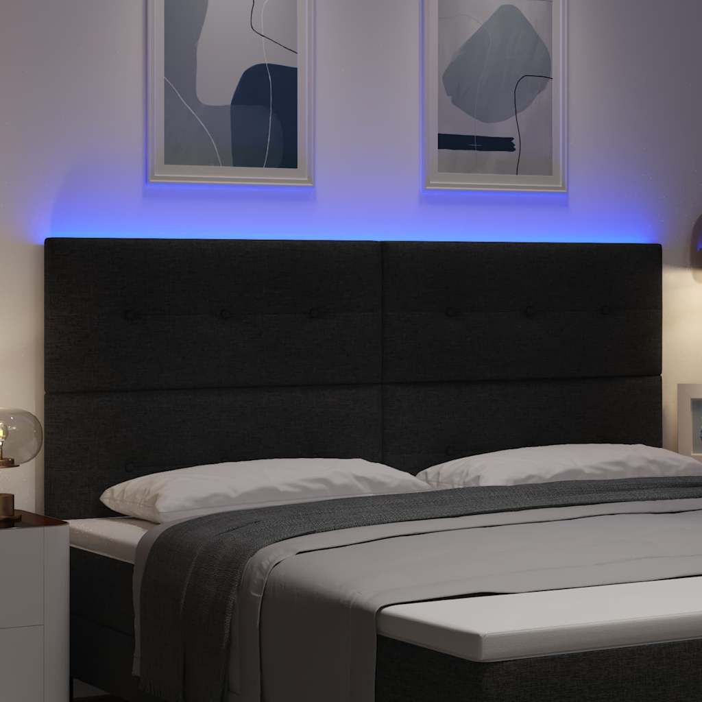 LED Headboard with LED Strip Lights Manual Black 200 cm Fabric