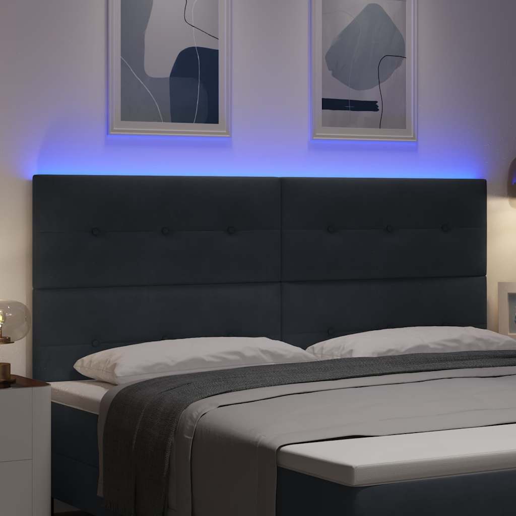 Headboard with LED Strip Lights Adjustable Grey 100 cm Velvet