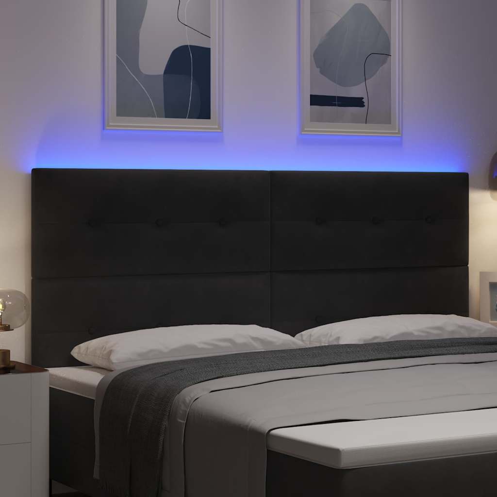 Headboard with LED Strip Lights Adjustable Black 100 cm Velvet