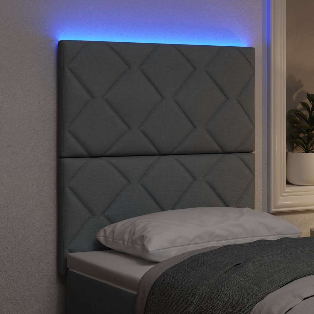 Headboard with LED Strip Lights Light Grey 80 cm Fabric