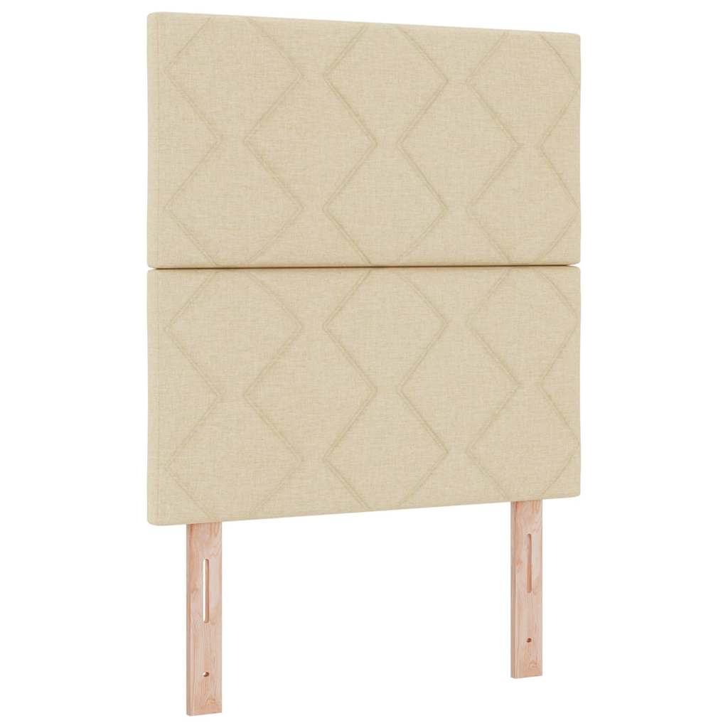 Headboard with LED Strip Lights Adjustable Cream 80 cm Fabric